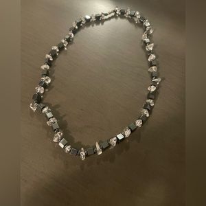 EUC Necklace with twist barrel clasp - black and clear beads